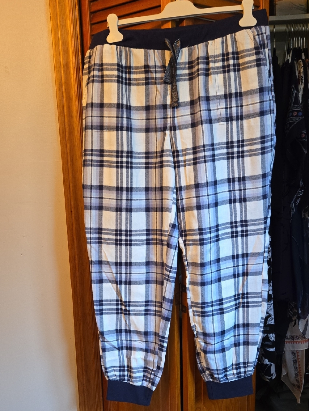 La Vie En Rose Navy and White Plaid Lounge Pants